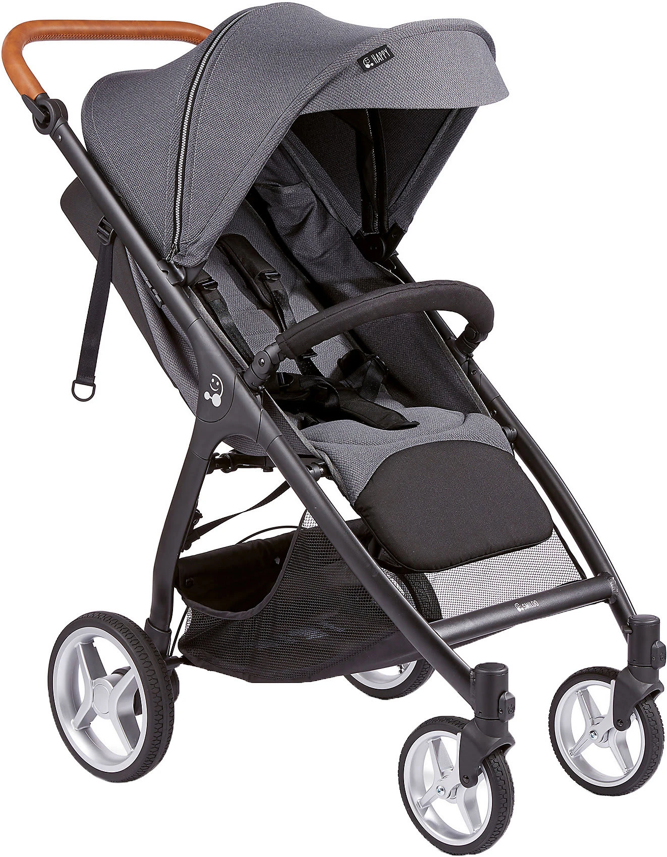 Buggy SMILOO HAPPY+, Black/cognac, Steel Grey