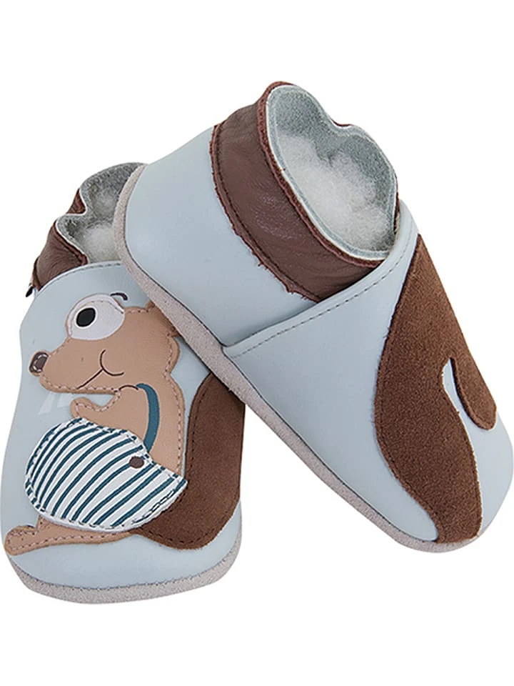 Leder-Krabbelschuhe "Eichhörnchen" in Hellblau Leder-Krabbelschuhe "Eichhörnchen" In Hellblau -Kinder Erwachsene Produkte Geschäft lait et miel leder krabbelschuhe eichhornchen in hellblau 1