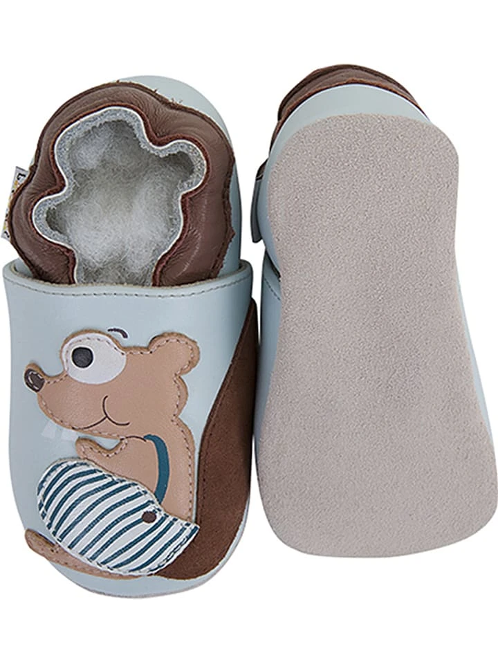 Leder-Krabbelschuhe "Eichhörnchen" in Hellblau Leder-Krabbelschuhe "Eichhörnchen" In Hellblau -Kinder Erwachsene Produkte Geschäft lait et miel leder krabbelschuhe eichhornchen in hellblau 2