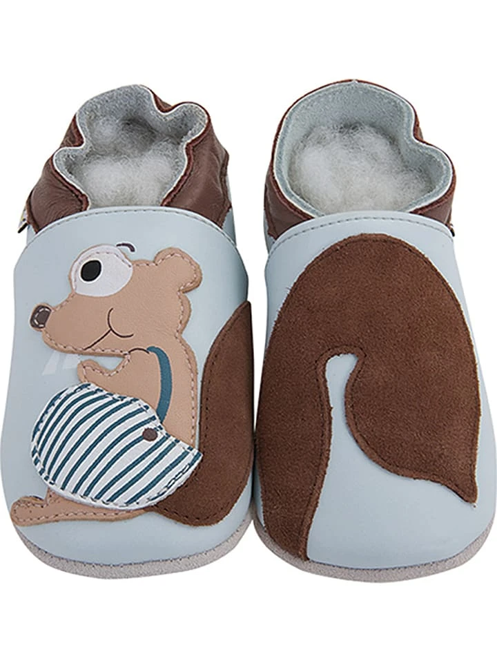Leder-Krabbelschuhe "Eichhörnchen" in Hellblau Leder-Krabbelschuhe "Eichhörnchen" In Hellblau -Kinder Erwachsene Produkte Geschäft lait et miel leder krabbelschuhe eichhornchen in hellblau