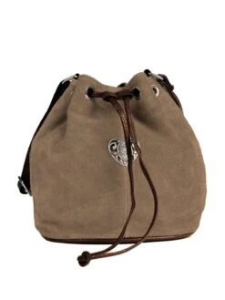 Wildlederbeutel TA30210 Mit Metallherz, Grau Braun